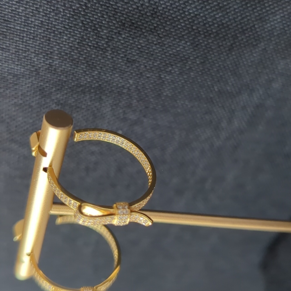 Kate Spade Ribbon Pave CZ Gold Earrings - Picture 3 of 5